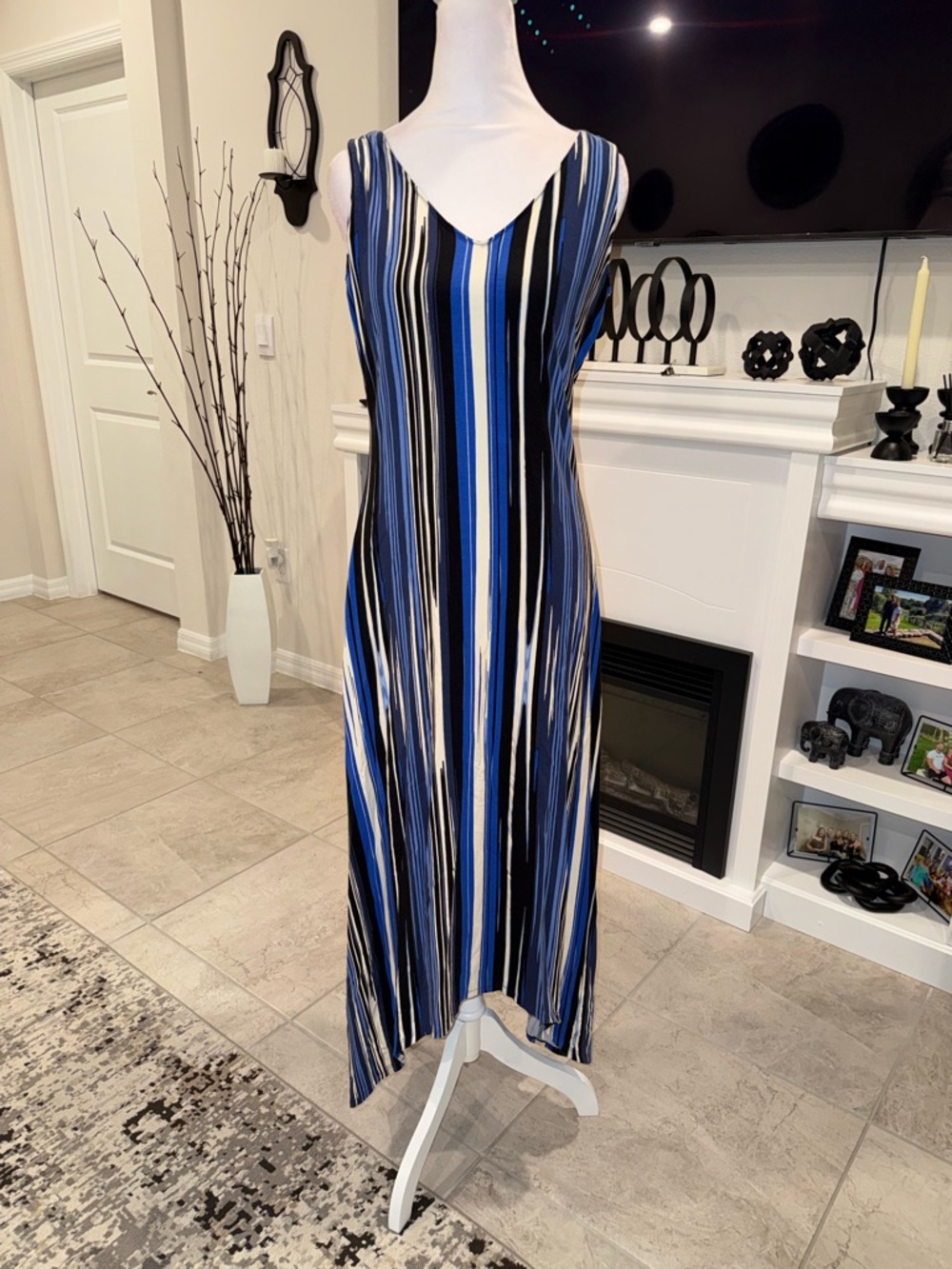 Tommy Bahama Blue, Black & White Maxi Dress Size XS